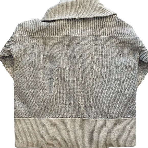 NWT Vince Women's Cashmere Wool Colorblock Rib Circle Cardigan | Grey White S - Picture 7 of 9